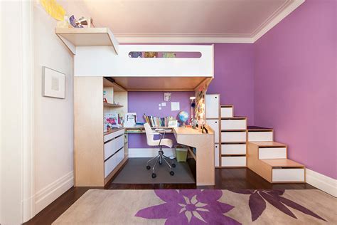 Katherine's Purple Loft Bed with Desk - Custom U-Shape