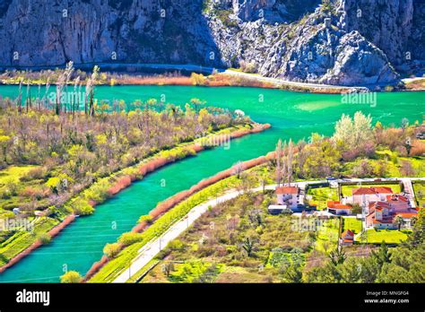 Cetina river mouth near Omis view, Dalmatia region of Croatia Stock Photo - Alamy