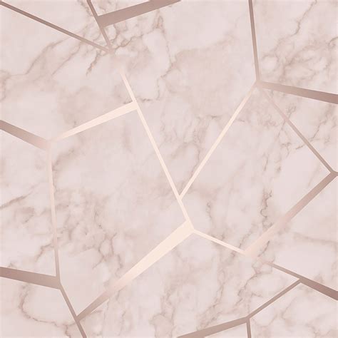 Fractal Marble Wallpaper Granite Cloudy Metallic Rose Gold Luxury Fine ...