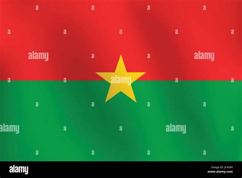 Flag of Burkina Faso a little Waving, Shading & Flag Colors separated layers - Vector ...