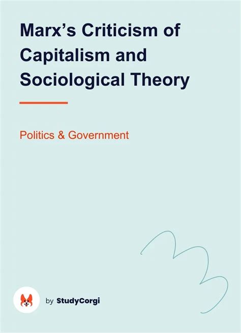 Marx's Criticism of Capitalism and Sociological Theory | Free Essay Example