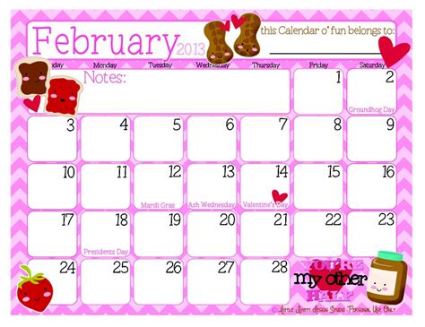 Cute Printable Calendar