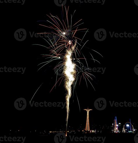 Coney Island Beach Fireworks 15991436 Stock Photo at Vecteezy