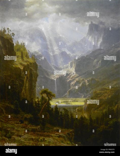 The Rocky Mountains, Lander's Peak (Albert Bierstadt), 1863 (oil on linen - scan Stock Photo - Alamy