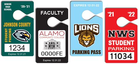 Plastic Parking Permit Hang Tags for School and University