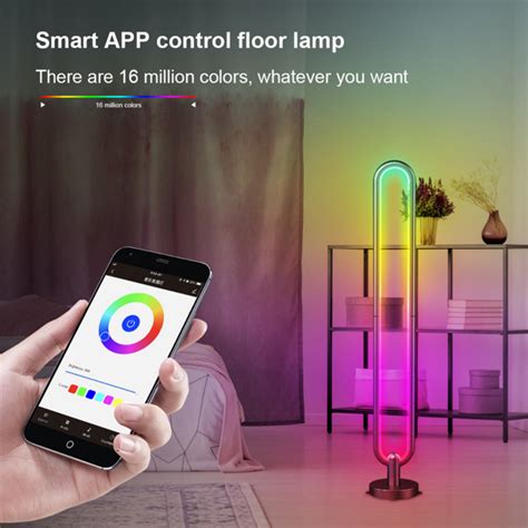 Bluetooth APP Minimalist RGB Oval Wall Light Remote Control Elliptical Ring Standing Floor Lamp ...