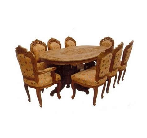 Oval Modern Handcarved Wooden Dining Table with Woode Chairs, 8 Seater at Rs 40000/set in Saharanpur