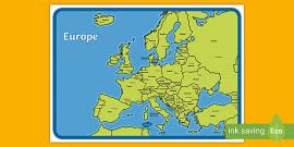 Labelled Map of Europe | Primary Teaching Resources | Twinkl