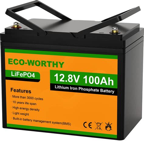 Buy ECO-WORTHY 12V 100AH LiFePO4 4000+ Cycle Lithium Iron Phosphate Fast Charging Battery with ...
