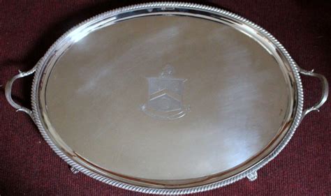 Castle Close Antiques - large silver tray - Silver & Glass