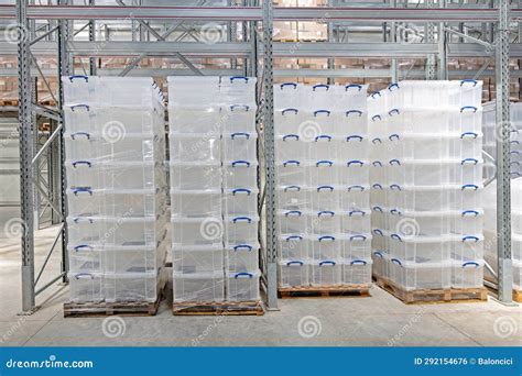 Plastic Boxes Warehouse stock photo. Image of shelf - 292154676