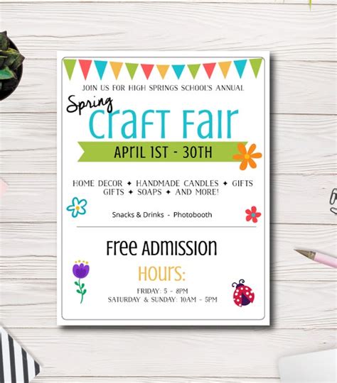 Spring Craft Fair Flyer Template, School, Church, PTA, PTO, Event ...