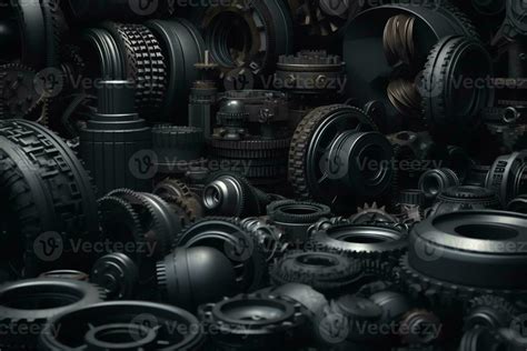 Dark industrial wallpaper 3d render vehicle parts pattern black transport background with car ...