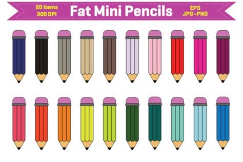 1 Fat Mini Pencils Clipart Designs & Graphics