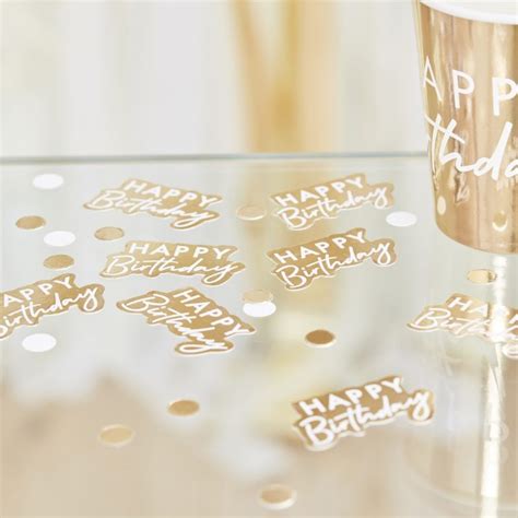 CONFETTI HAPPY BIRTHDAY GOLD & WHITE 13G - Pergamos