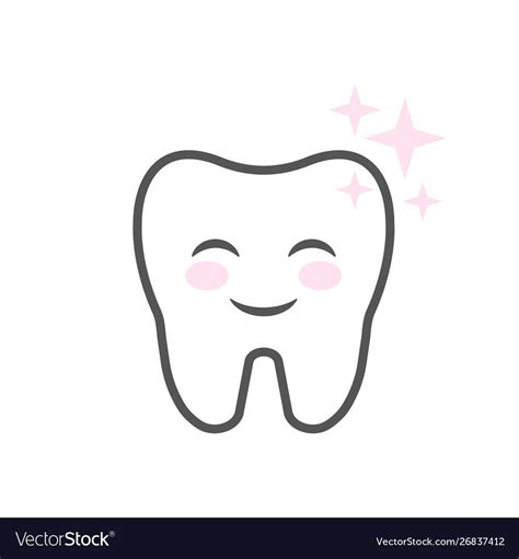 Cute smiling cartoon character tooth. Clean teeth concept. Happy tooth ...