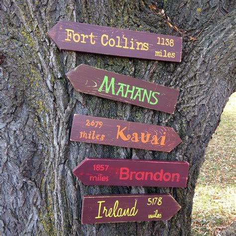 Custom Wooden Directional Signs 5 Pack Brown with Bright