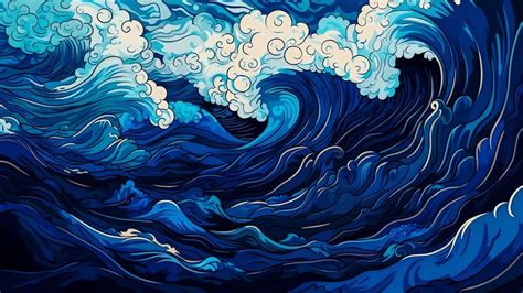 Blue Wave Illustration Wallpaper (4K) for PC | Wave illustration, Anime wallpaper, Desktop ...