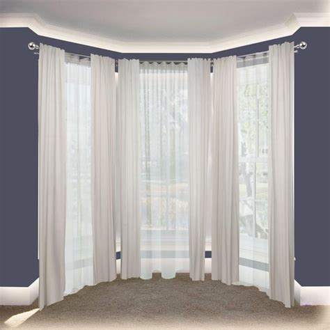 Rod Desyne Arman 20 in. - 72 in. Bay Window Double Curtain Rod in Satin ...