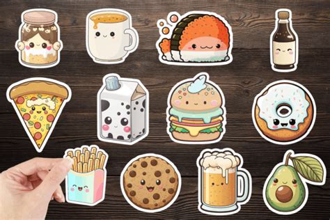 Cute Food Stickers, Food Kawaii Stickers Graphic by Aleksa Popovic · Creative Fabrica