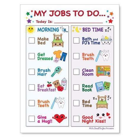 Routine Chore Chart for Morning and Bedtime - Instant Download - Printable - Kids can keep track ...