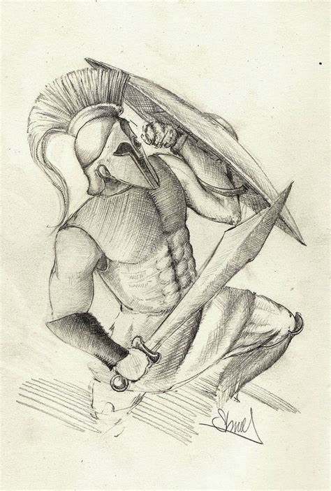 Greek Warrior Drawing