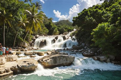 Premium AI Image | Dunns River Falls in Ocho Rios Jamaica late afternoon