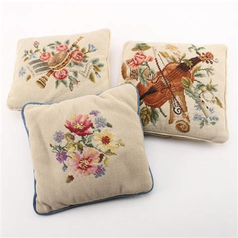 Needlepoint Pillows with Floral and Instrumental Patterns | Pillows, Needlepoint pillows, Throw ...