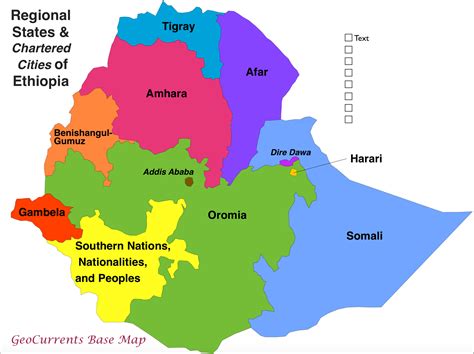 Regional states & chartered cities of Ethiopia