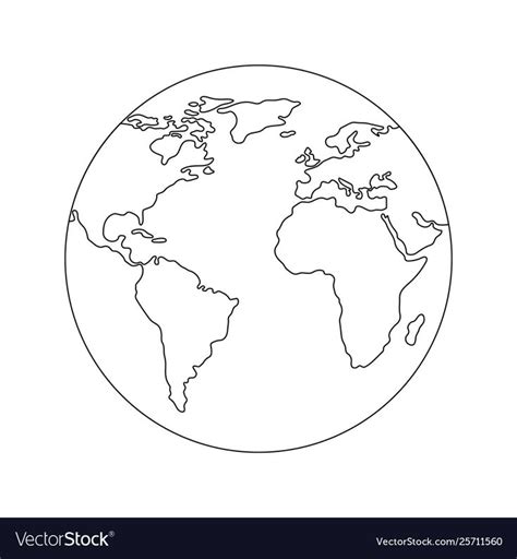 Earth globe template. World map. Line style icon of earth planet. Clean and modern vector ...