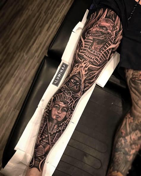 Pin by Огнян on Tattoo | Egyptian tattoo sleeve, Full leg tattoos, Leg tattoo men