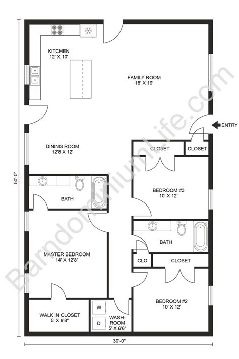 Stunning 3 Bedroom Barndominium Floor Plans | Hotel floor plan, Simple floor plans, Small house ...