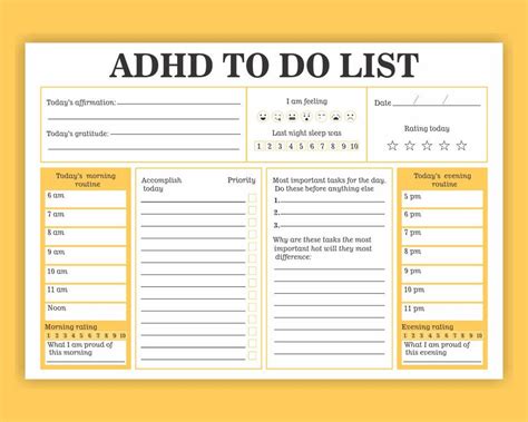 Adhd To Do List Template Free