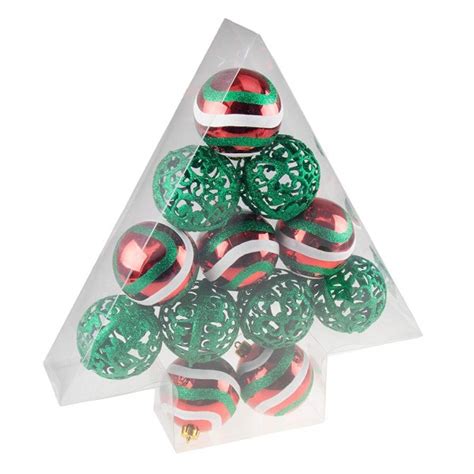 Shatterproof Christmas Tree Ornaments Large Red - Green - and White ...