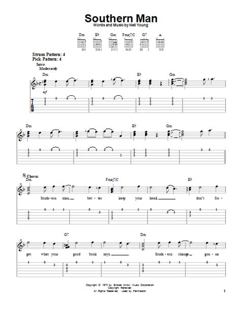 Southern Man by Neil Young - Easy Guitar Tab - Guitar Instructor