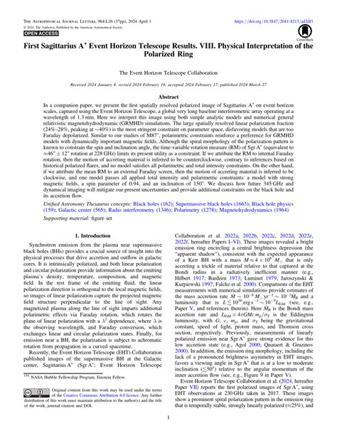 (PDF) First Sagittarius A* Event Horizon Telescope Results. VIII. Physical Interpretation of the ...