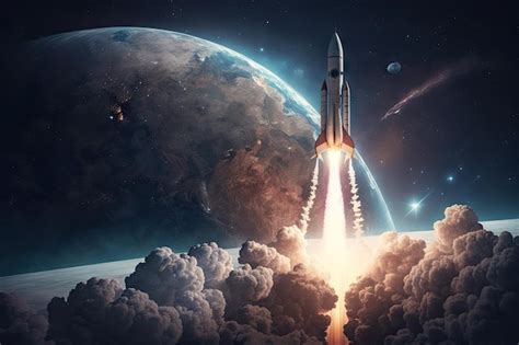 Premium AI Image | Rocket launch from space with the earth and stars in ...