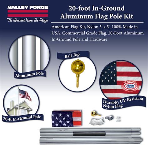 Valley Forge Flag 5-ft W x 20-ft H Patriotic Embroidered House Flag Kit in the Decorative ...