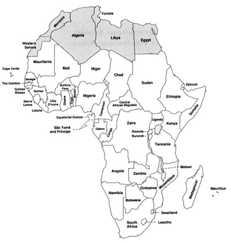 Blank Map Sub Saharan Africa