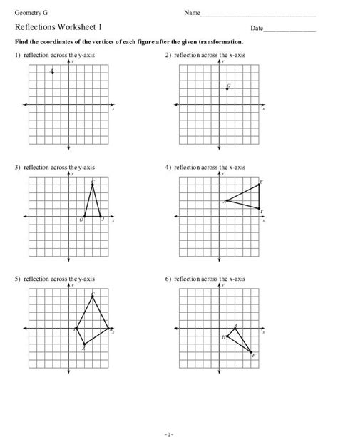 無料ダウンロード reflection over x and y axis worksheet 241099-Reflecting ...