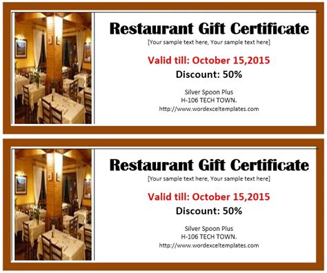 13 Free Sample Restaurant Voucher Templates - Printable Samples