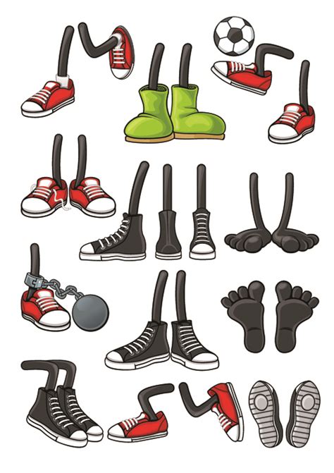 Funny cartoon shoes vector graphics free download