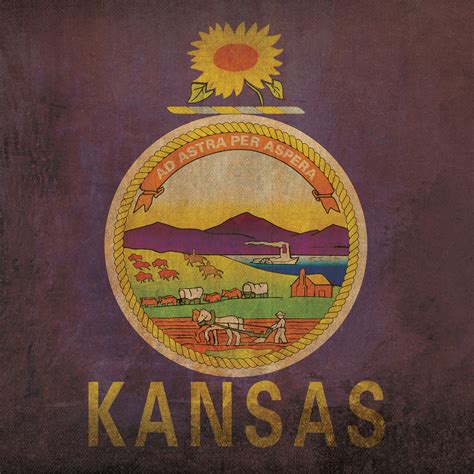 Kansas Flag (23"W x 23"H Wooden Print) - Wood Flags - Touch of Modern