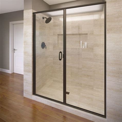 Basco Infinity 58 in. x 68-5/8 in. Semi-Frameless Hinged Shower Door in Oil Rubbed Bronze with ...