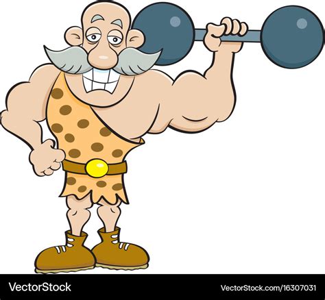 Cartoon strongman holding a barbell Royalty Free Vector