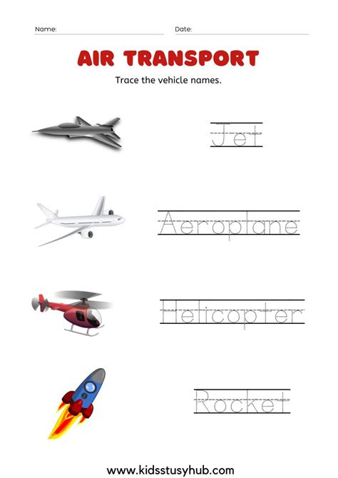 Air Transport Chart and Worksheets