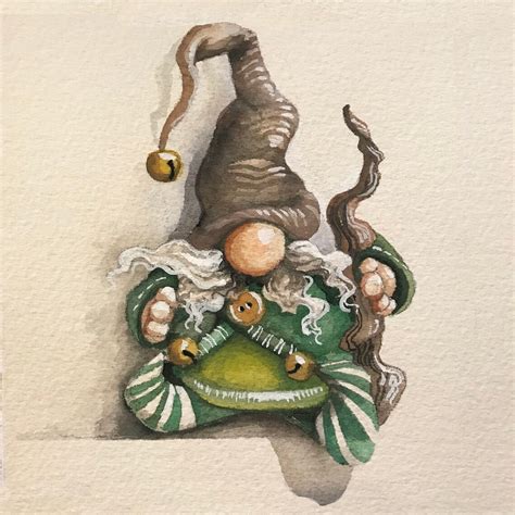 Gnome Christmas Cards, Whimsical Greeting Cards, Small Watercolor Art ...