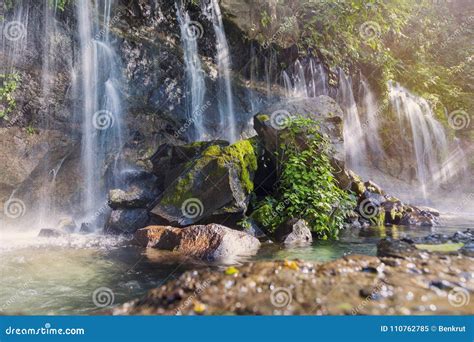 Seven Waterfalls in Juayua stock image. Image of travel - 110762785