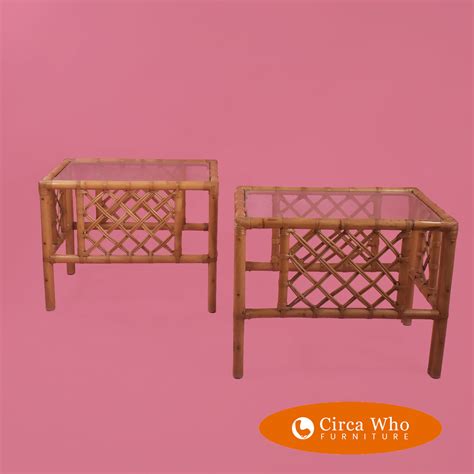 Pair of Rattan Chippendale Side Tables | Circa Who
