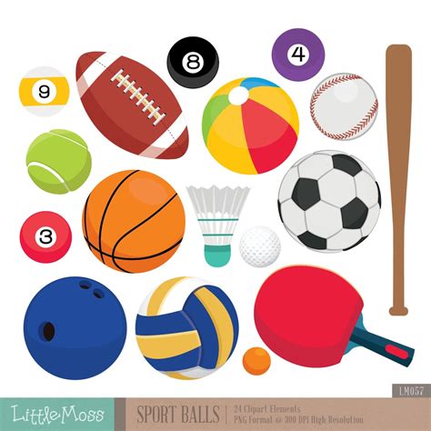 Sport Balls Clipart, Football Clipart, Tennis Clipart, Bowling Ball ...